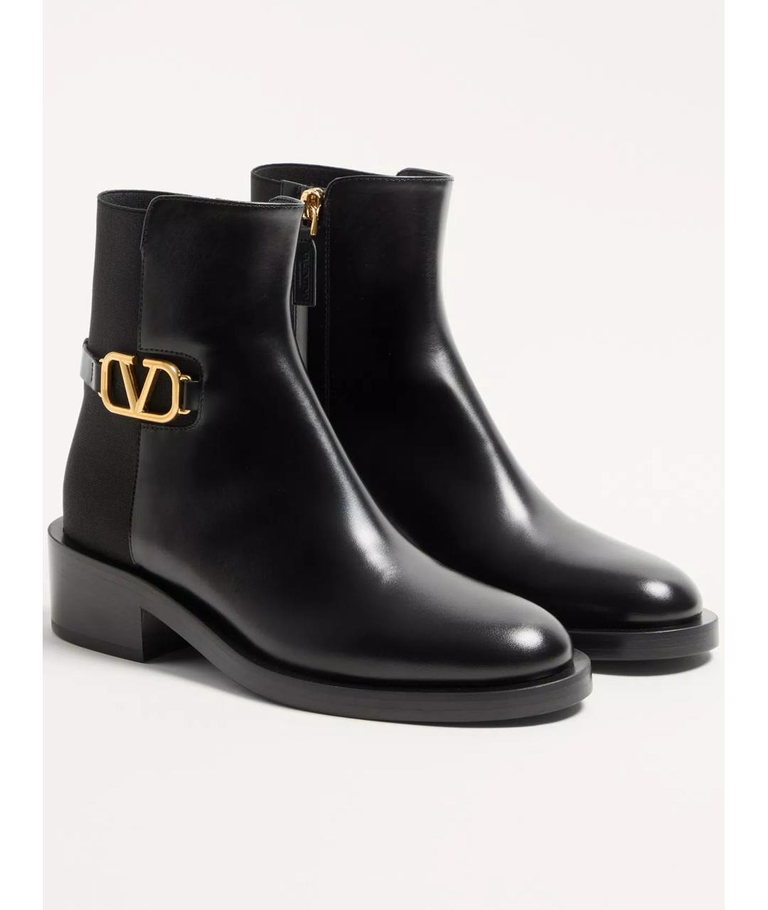 VALENTINO Черные кожаные ботинки, фото 2