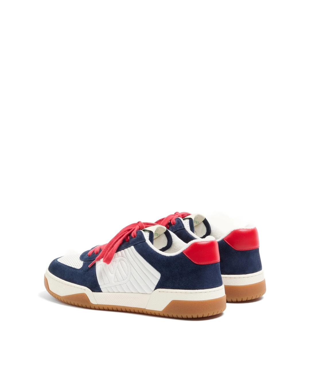 VALENTINO Синие кожаные низкие кроссовки / кеды, фото 3