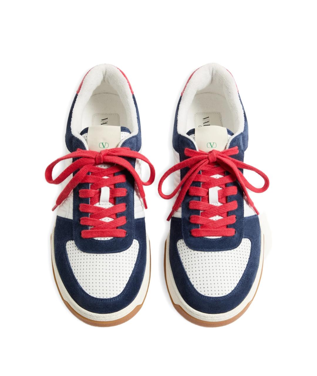 VALENTINO Синие кожаные низкие кроссовки / кеды, фото 4