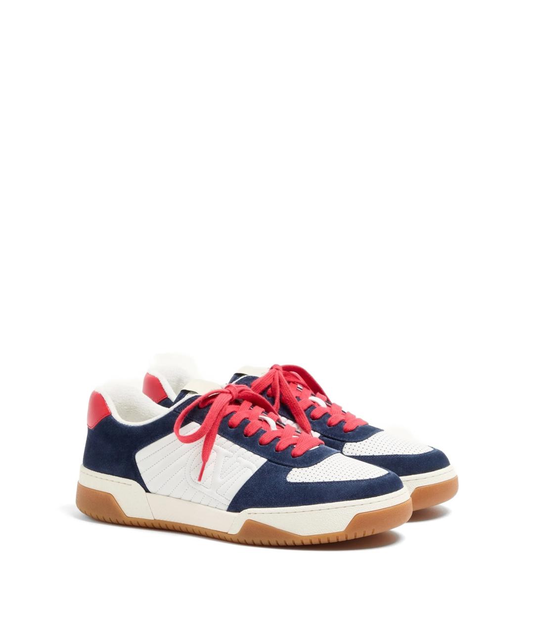 VALENTINO Синие кожаные низкие кроссовки / кеды, фото 2