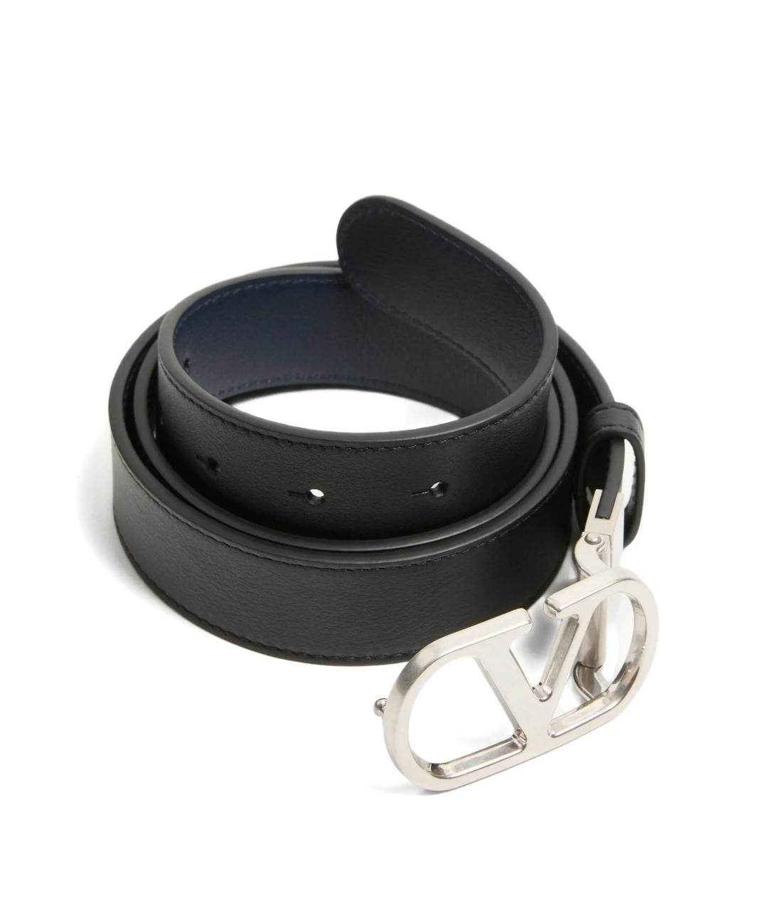 VALENTINO Черный кожаный ремень, фото 3