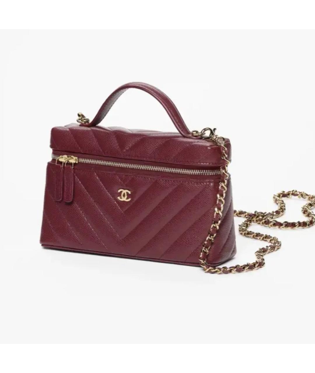 CHANEL Бордовая кожаная сумка с короткими ручками, фото 2