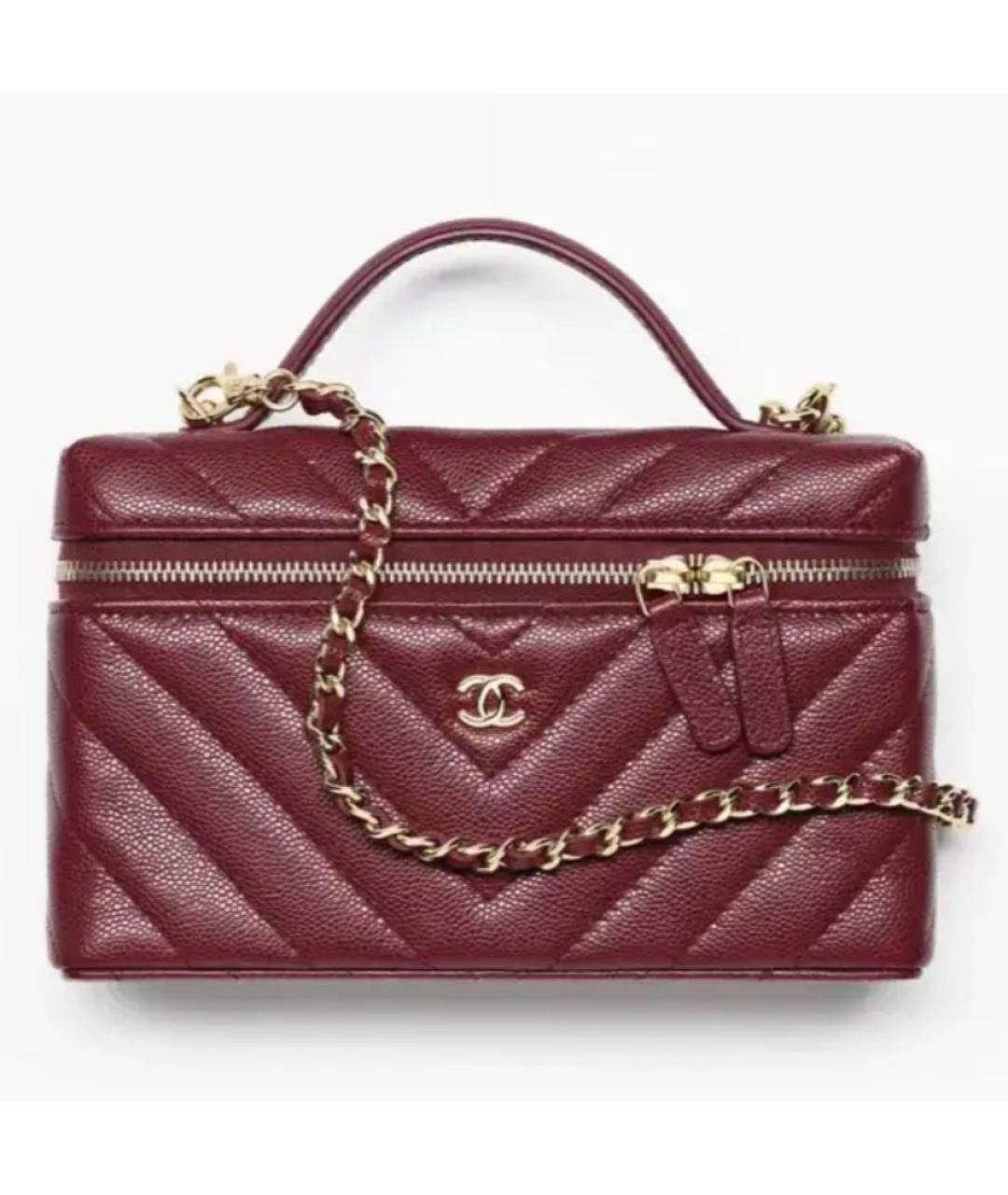 CHANEL Бордовая кожаная сумка с короткими ручками, фото 6