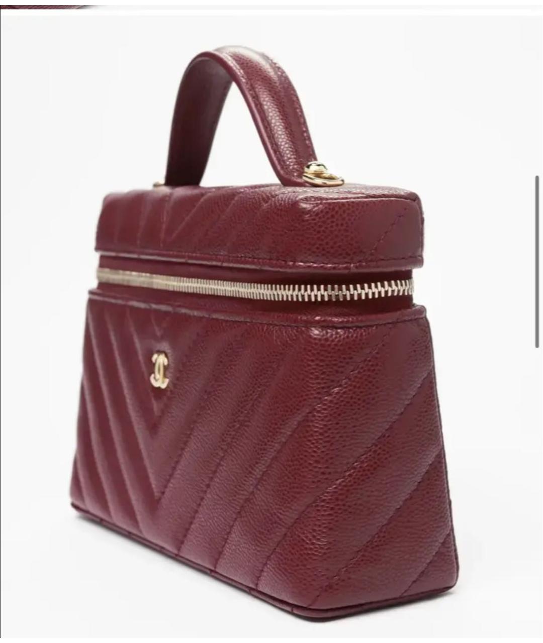 CHANEL Бордовая кожаная сумка с короткими ручками, фото 4