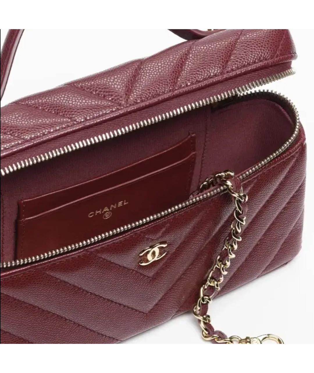 CHANEL Бордовая кожаная сумка с короткими ручками, фото 3
