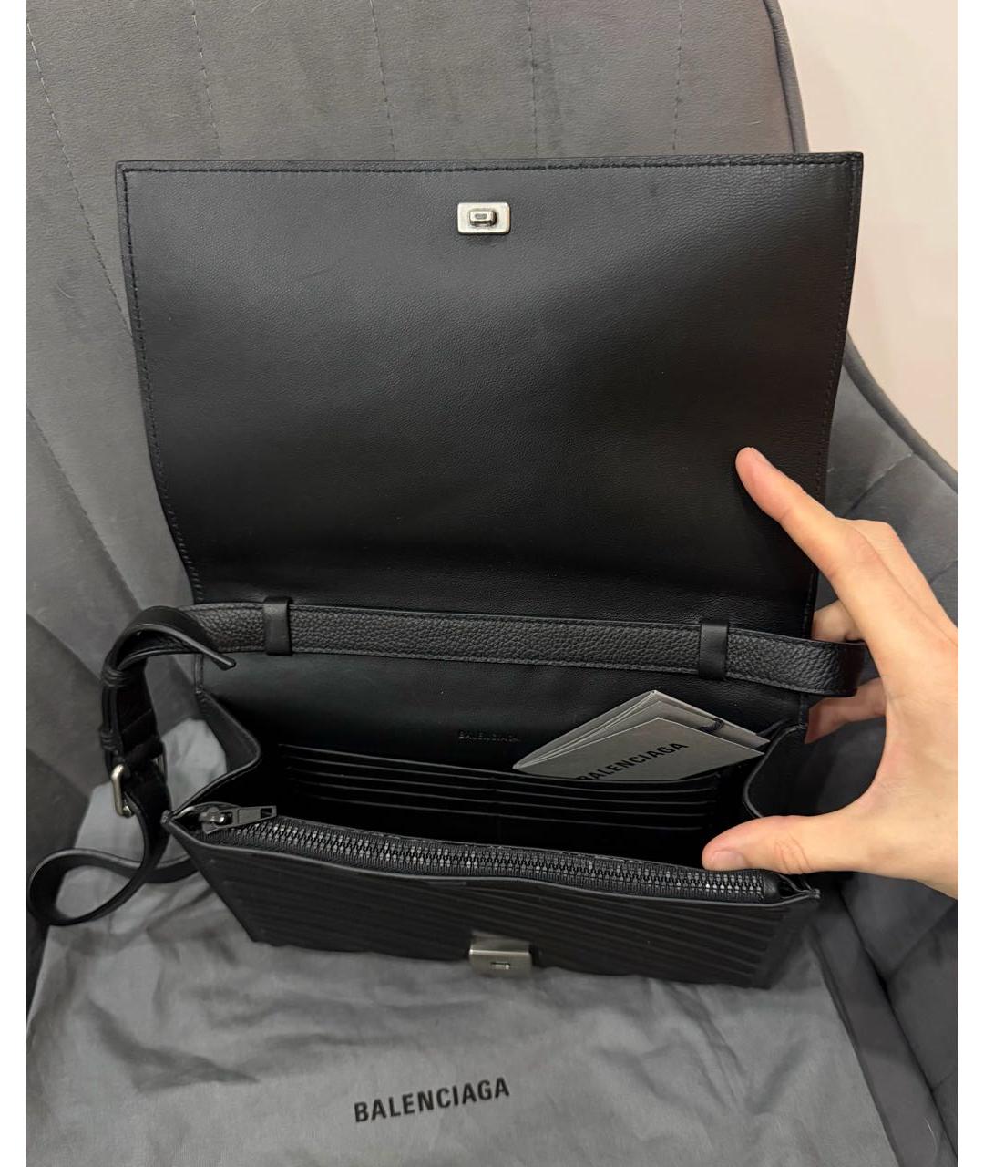 BALENCIAGA Черная кожаная сумка на плечо, фото 4