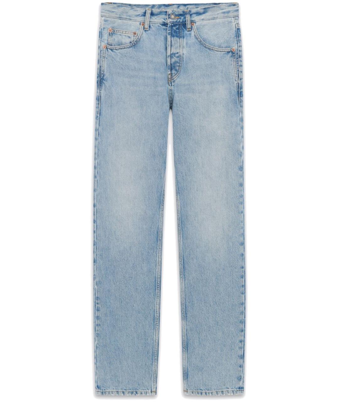 SAINT LAURENT Голубые хлопковые прямые джинсы, фото 1