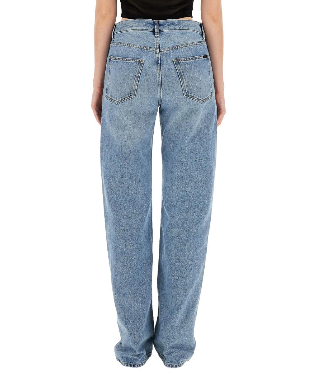 SAINT LAURENT Голубые хлопковые прямые джинсы, фото 3