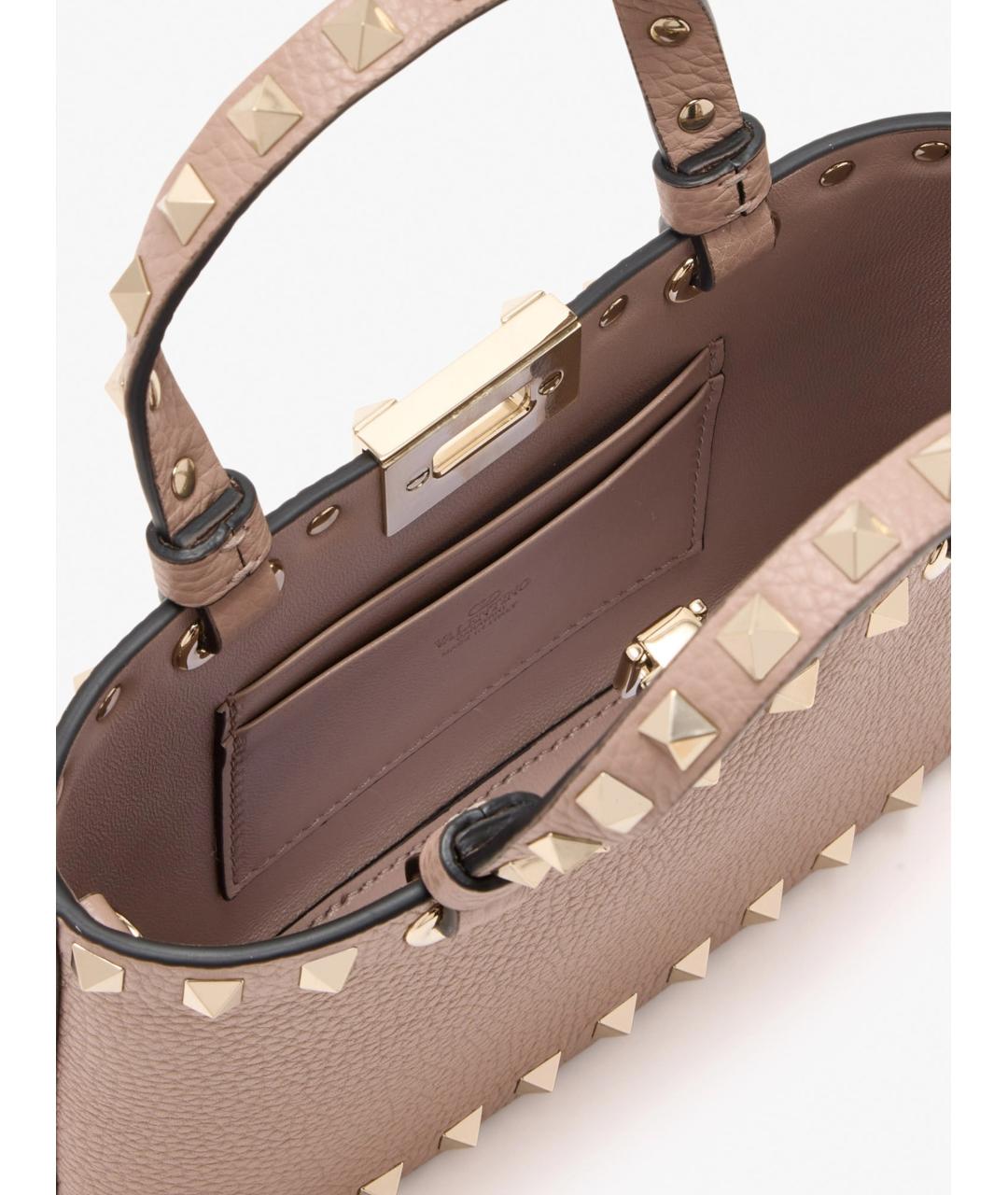 VALENTINO Коричневая кожаная сумка с короткими ручками, фото 5