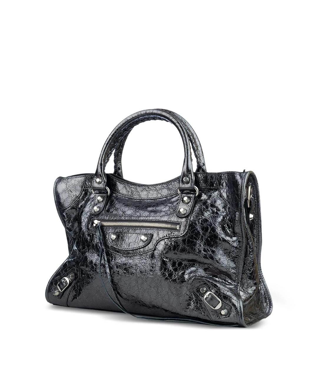 BALENCIAGA Серая кожаная сумка с короткими ручками, фото 3