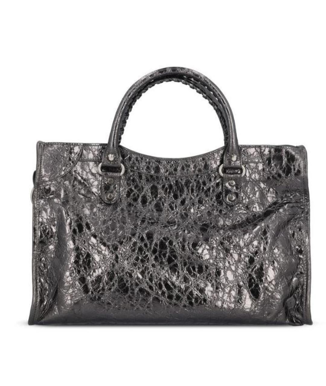 BALENCIAGA Серая кожаная сумка с короткими ручками, фото 2