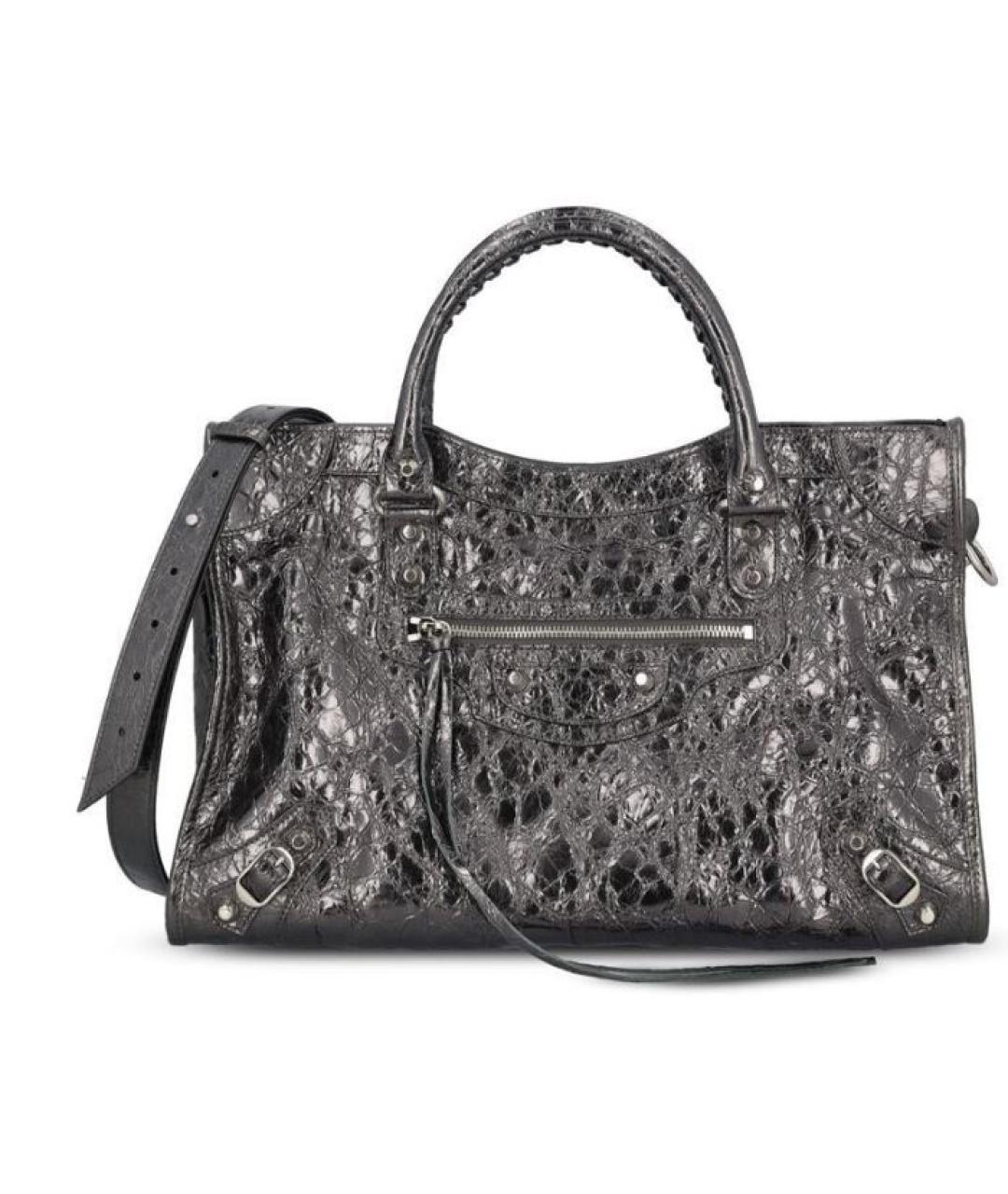 BALENCIAGA Серая кожаная сумка с короткими ручками, фото 1