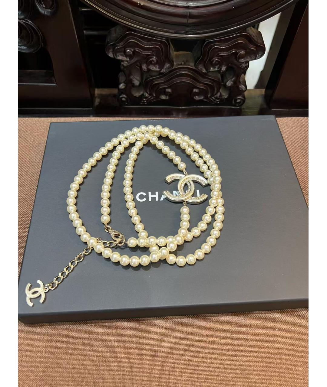 CHANEL Белое жемчужное колье, фото 3
