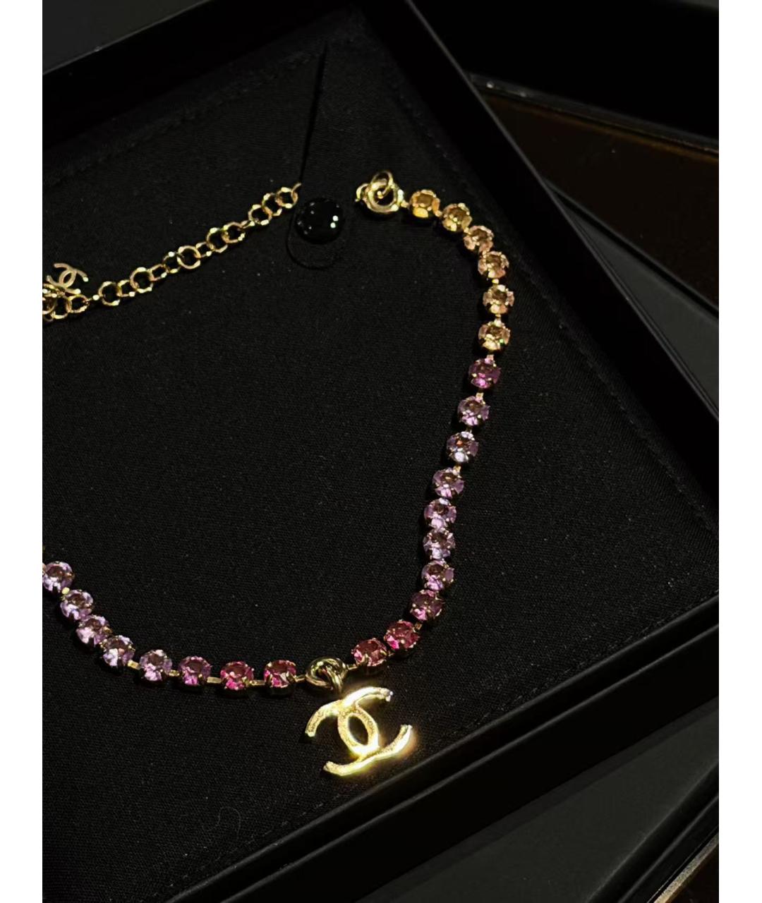 CHANEL Розовое металлическое колье, фото 5