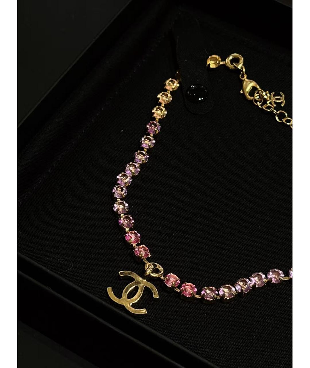 CHANEL Розовое металлическое колье, фото 6