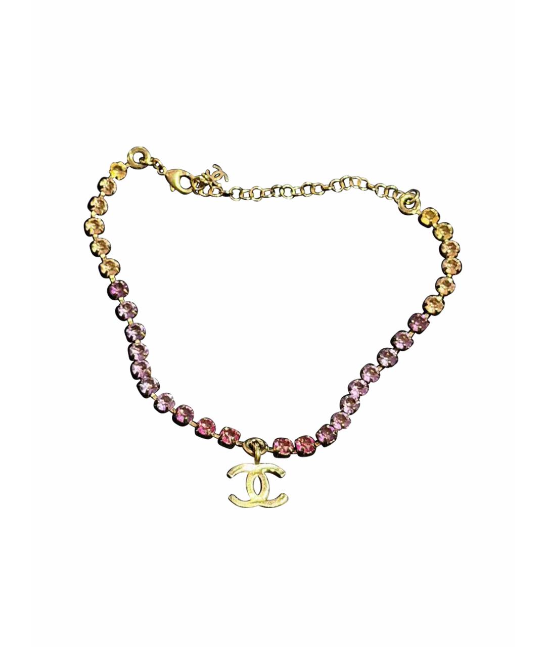 CHANEL Розовое металлическое колье, фото 1