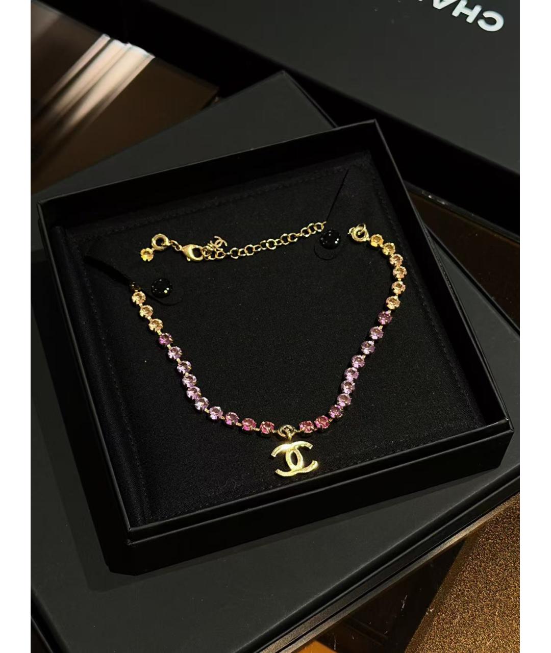 CHANEL Розовое металлическое колье, фото 2