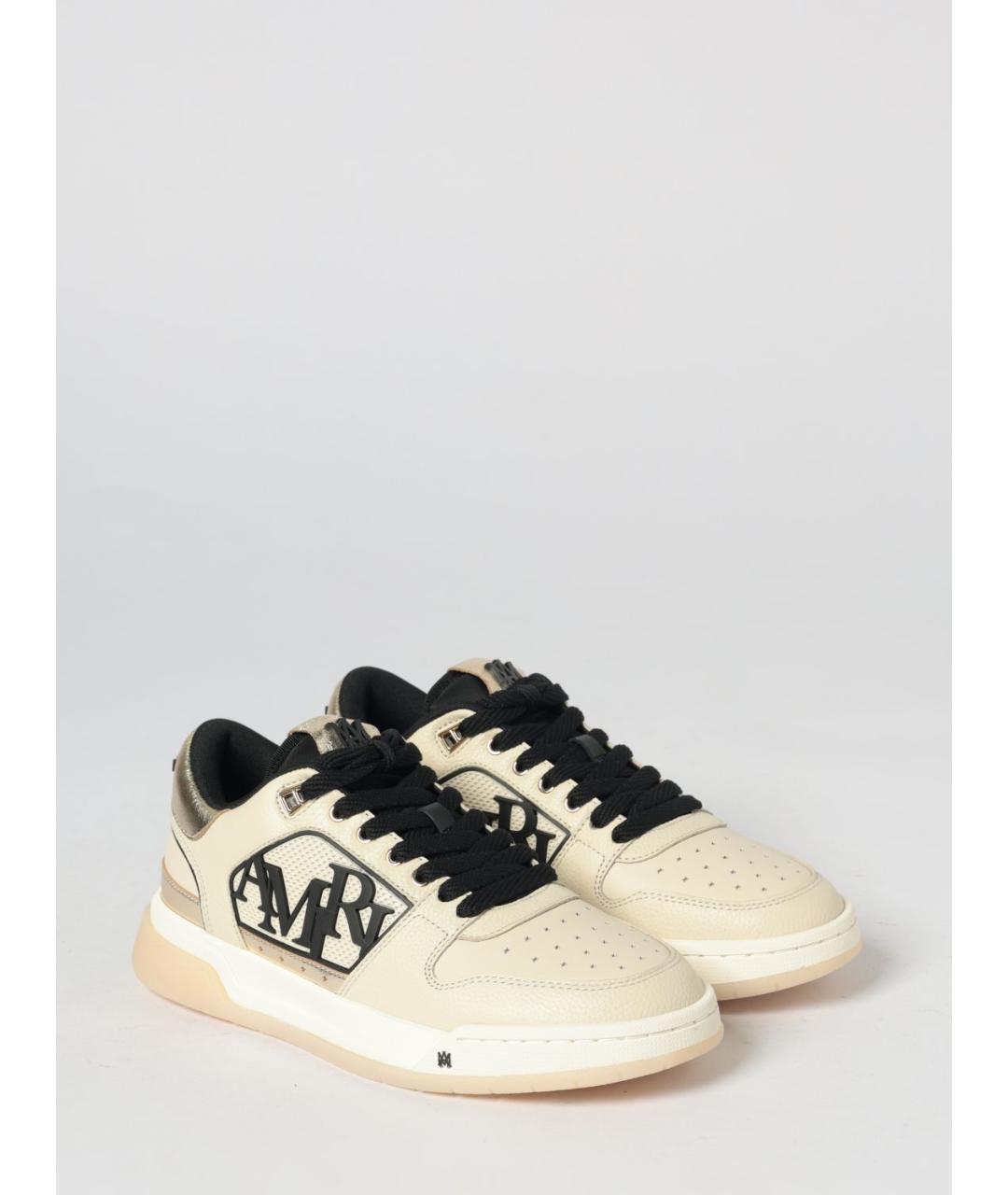 AMIRI Бежевые кожаные низкие кроссовки / кеды, фото 2
