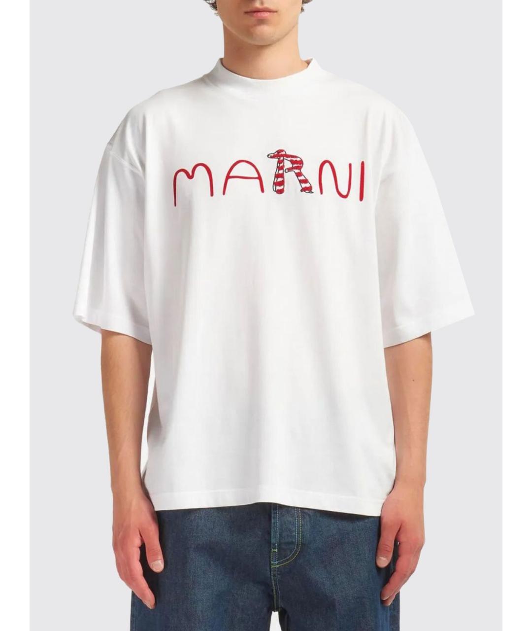 MARNI Белая хлопковая футболка, фото 4