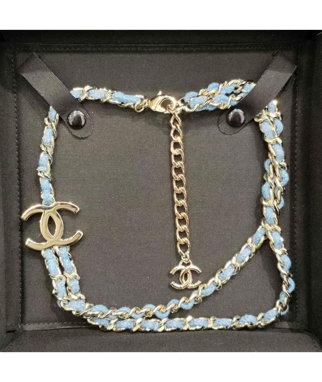 CHANEL Голубое металлическое колье, фото 2