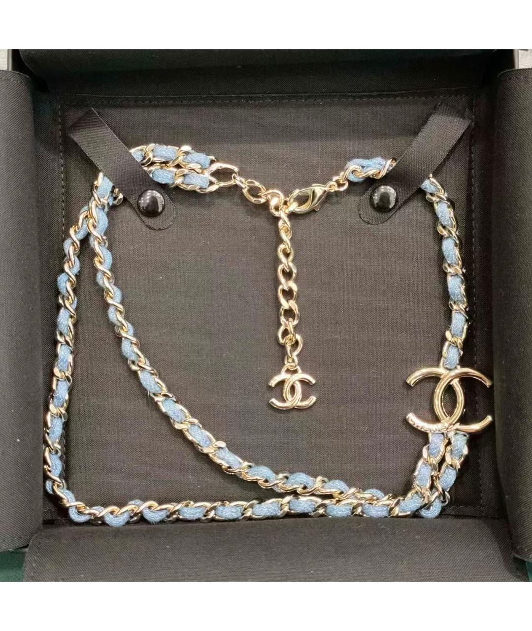 CHANEL Голубое металлическое колье, фото 4