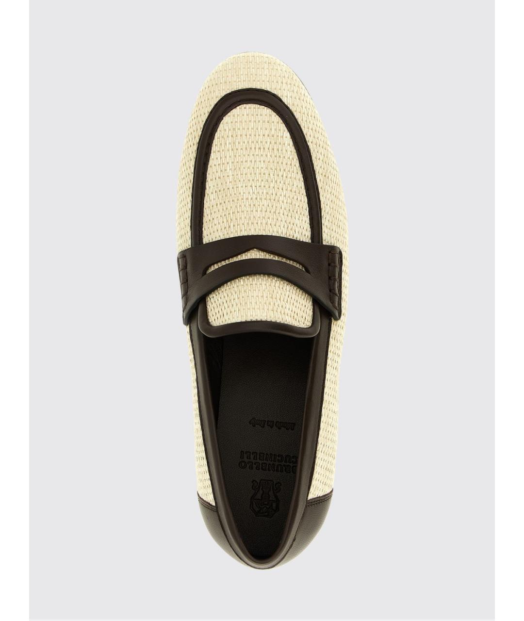 BRUNELLO CUCINELLI Бежевые синтетические лоферы, фото 4