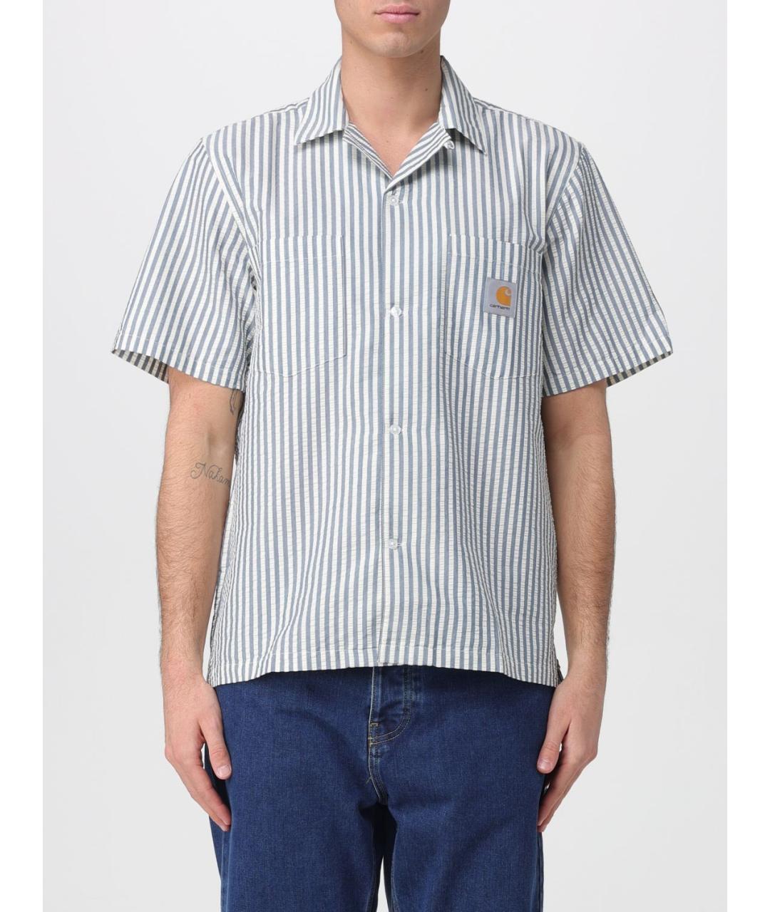 CARHARTT WIP Синяя хлопковая кэжуал рубашка, фото 4