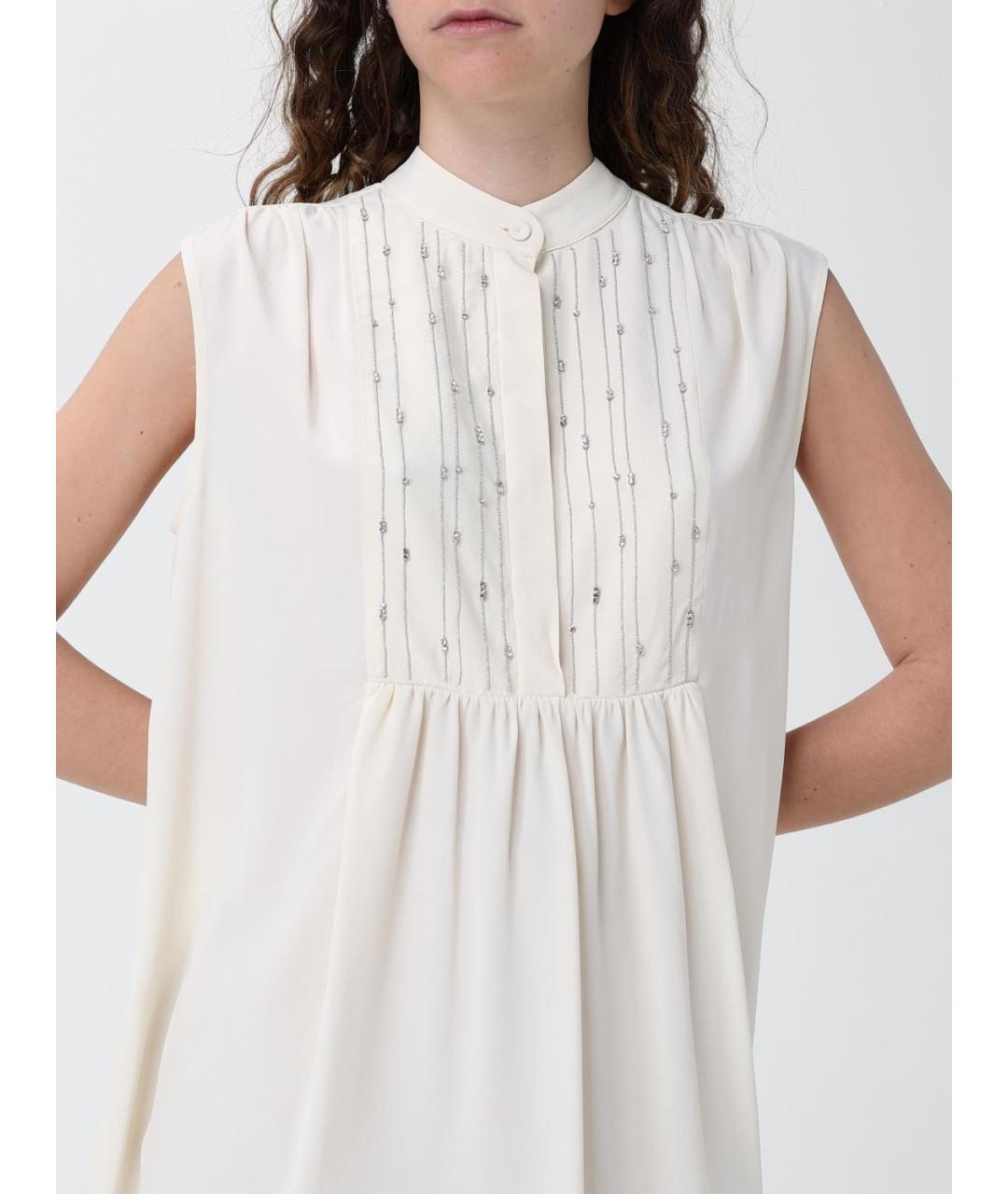 FABIANA FILIPPI Бежевая креповая рубашка, фото 3