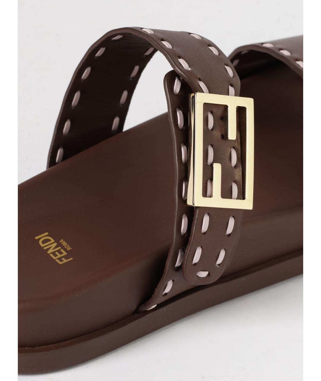 FENDI Коричневые сандалии, фото 4