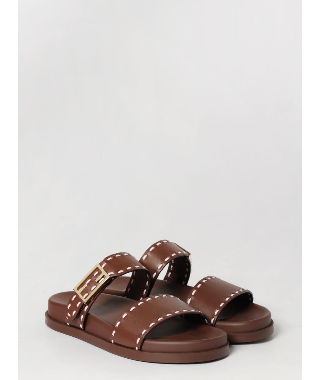 FENDI Коричневые сандалии, фото 2