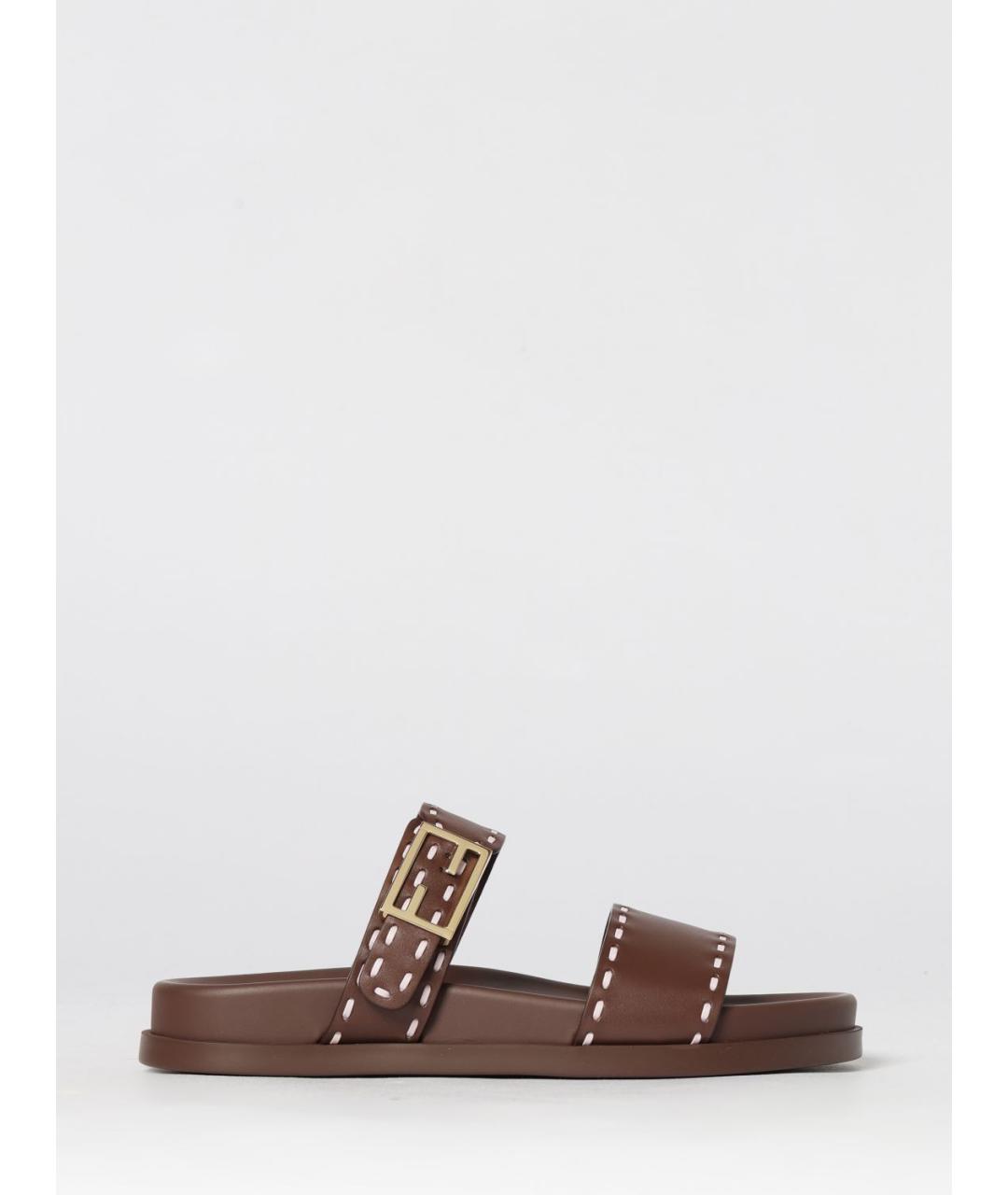 FENDI Коричневые сандалии, фото 5