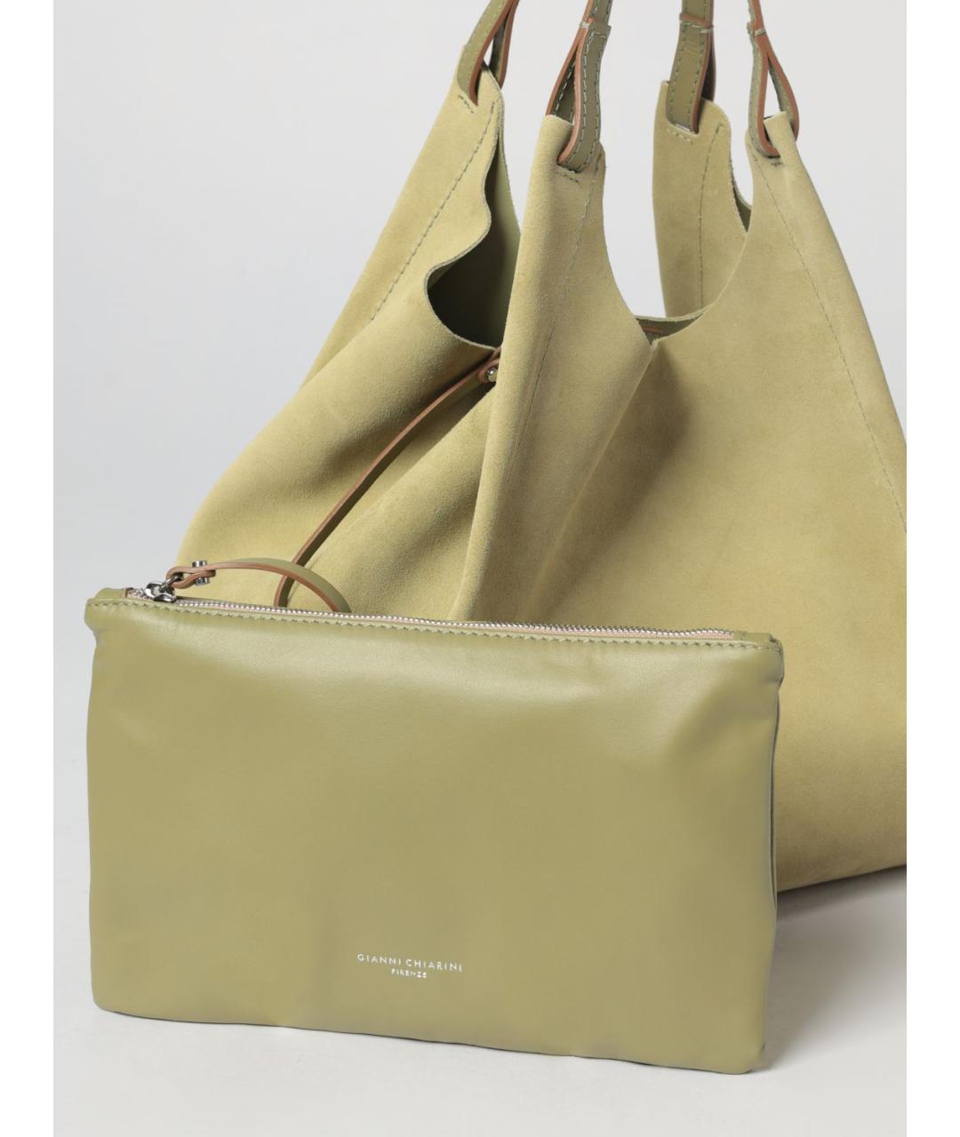 Gianni Chiarini Салатовая замшевая сумка тоут, фото 3