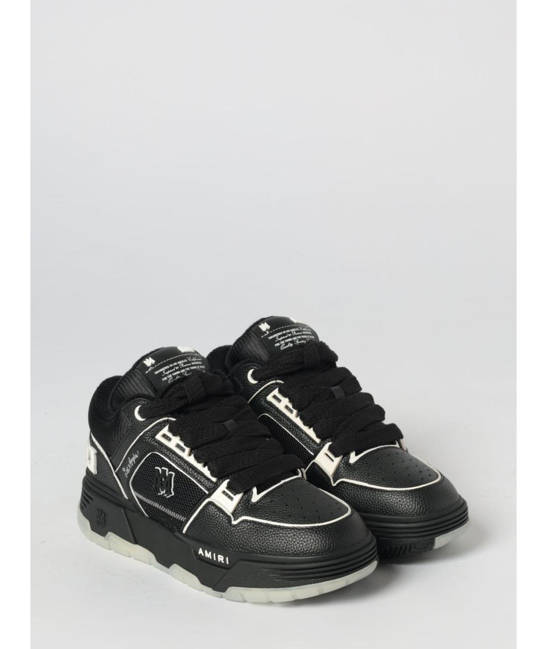 AMIRI Черные кожаные низкие кроссовки / кеды, фото 2
