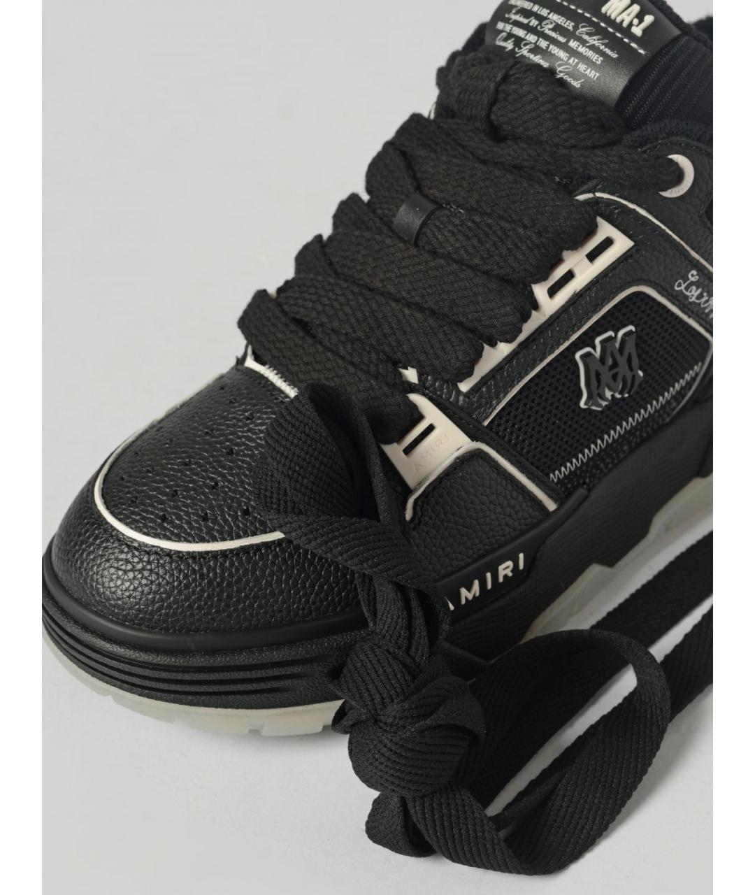 AMIRI Черные кожаные низкие кроссовки / кеды, фото 4