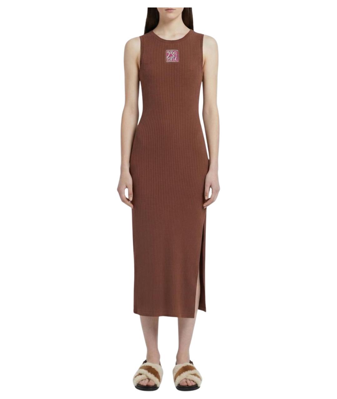 MARNI Коричневое хлопковое повседневное платье, фото 1
