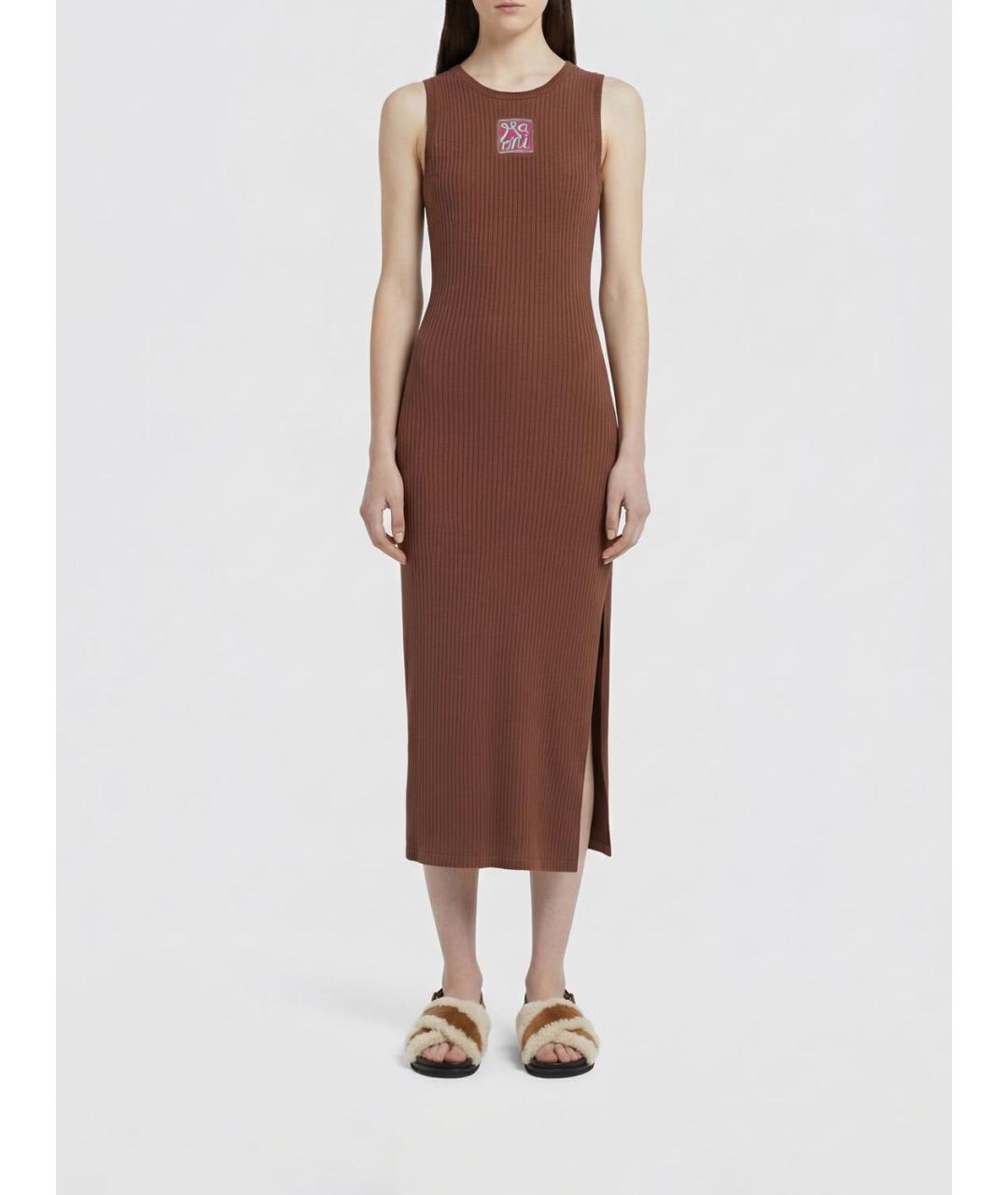 MARNI Коричневое хлопковое повседневное платье, фото 5