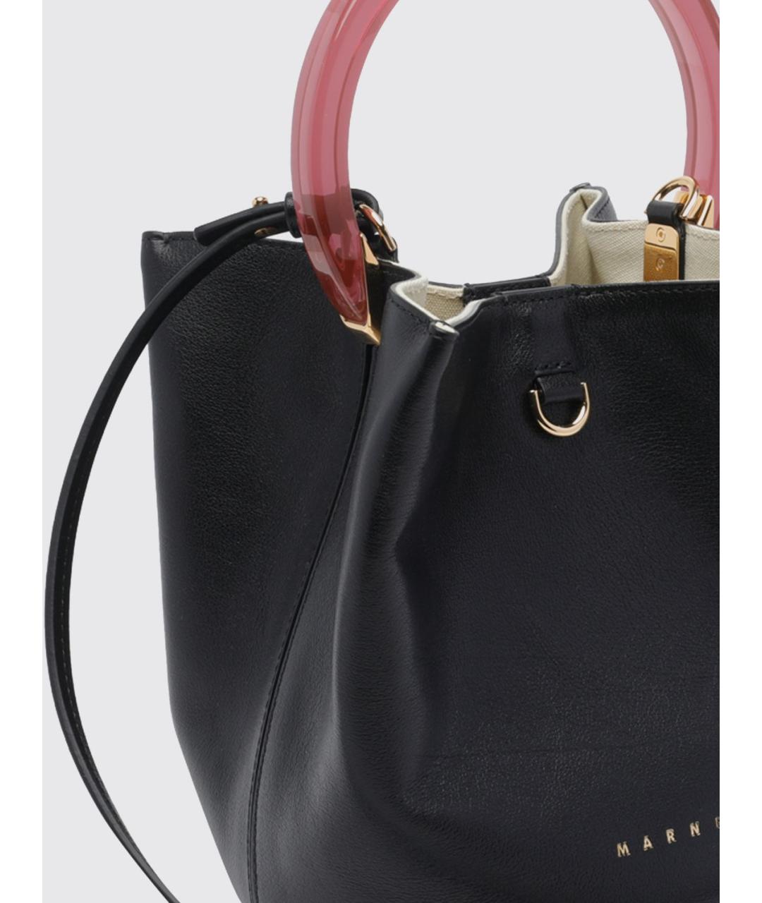 MARNI Черная кожаная сумка с короткими ручками, фото 3