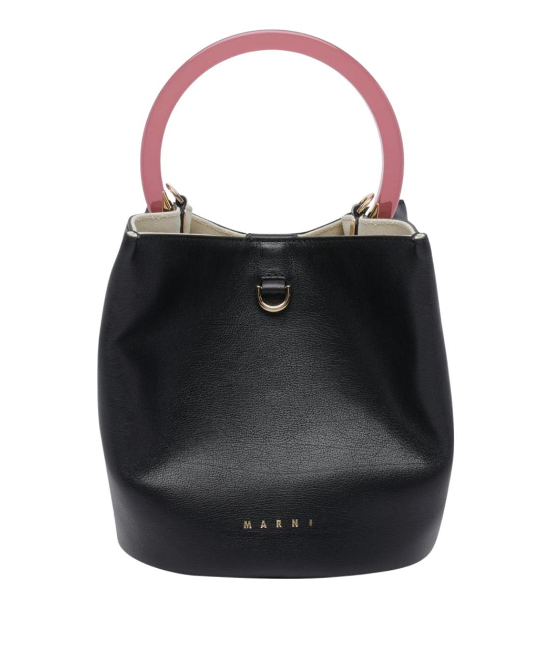 MARNI Черная кожаная сумка с короткими ручками, фото 1