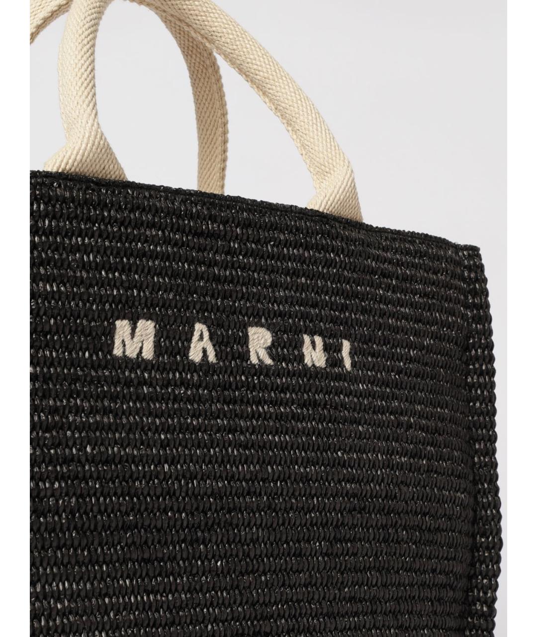 MARNI Черная пелетеная сумка тоут, фото 4