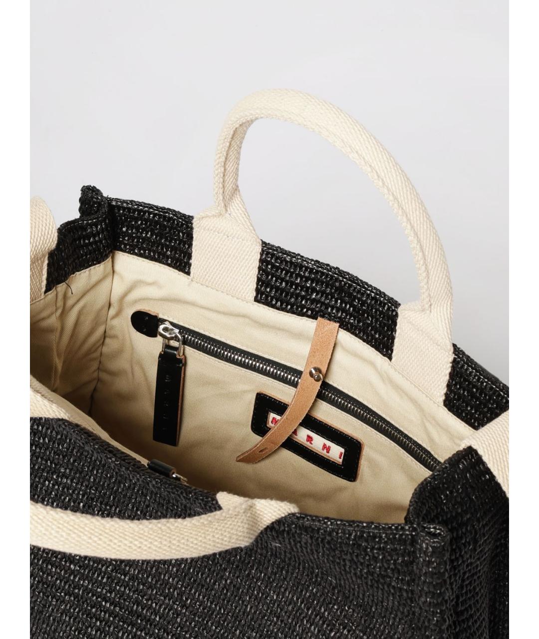 MARNI Черная пелетеная сумка тоут, фото 5