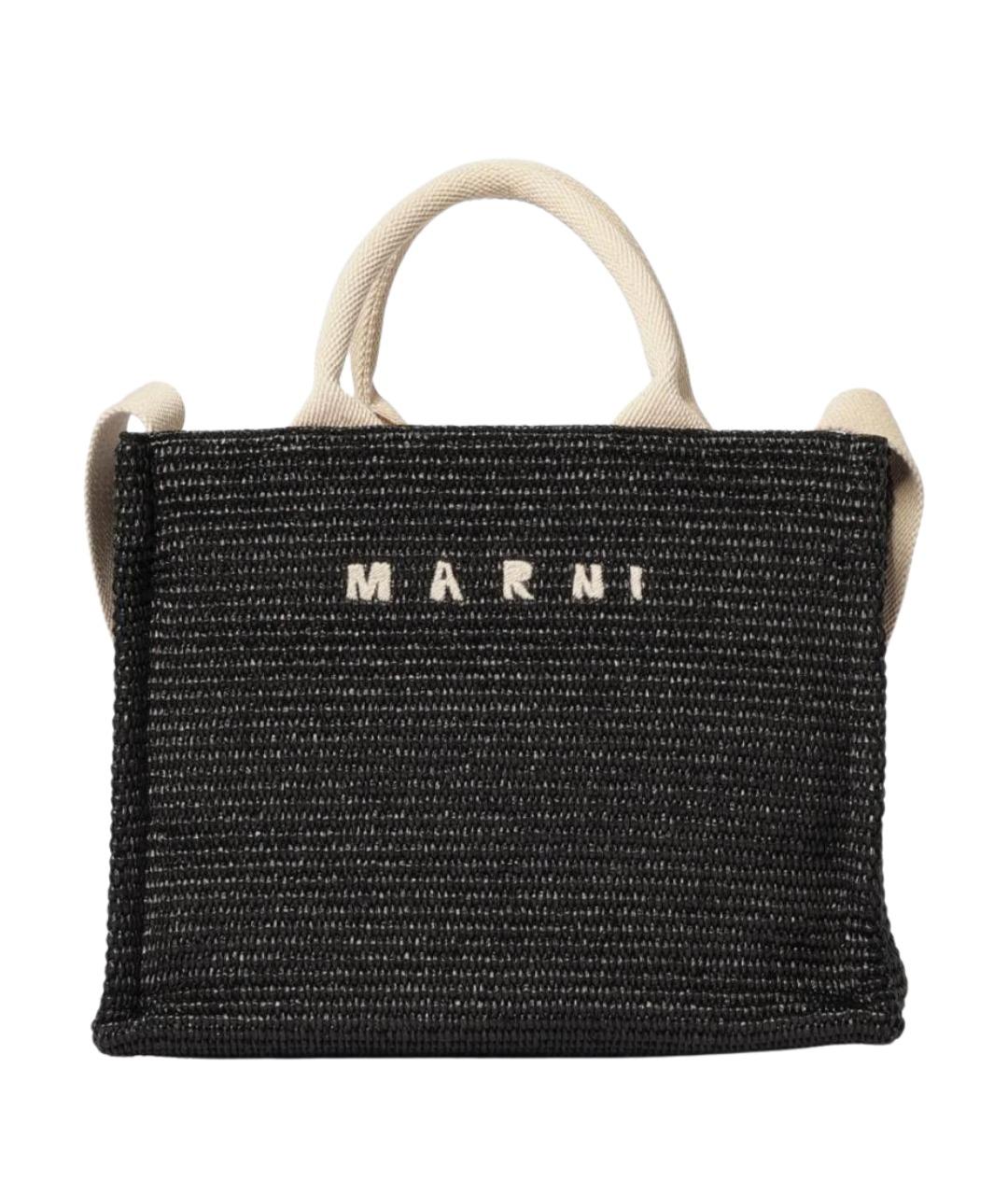 MARNI Черная пелетеная сумка тоут, фото 1