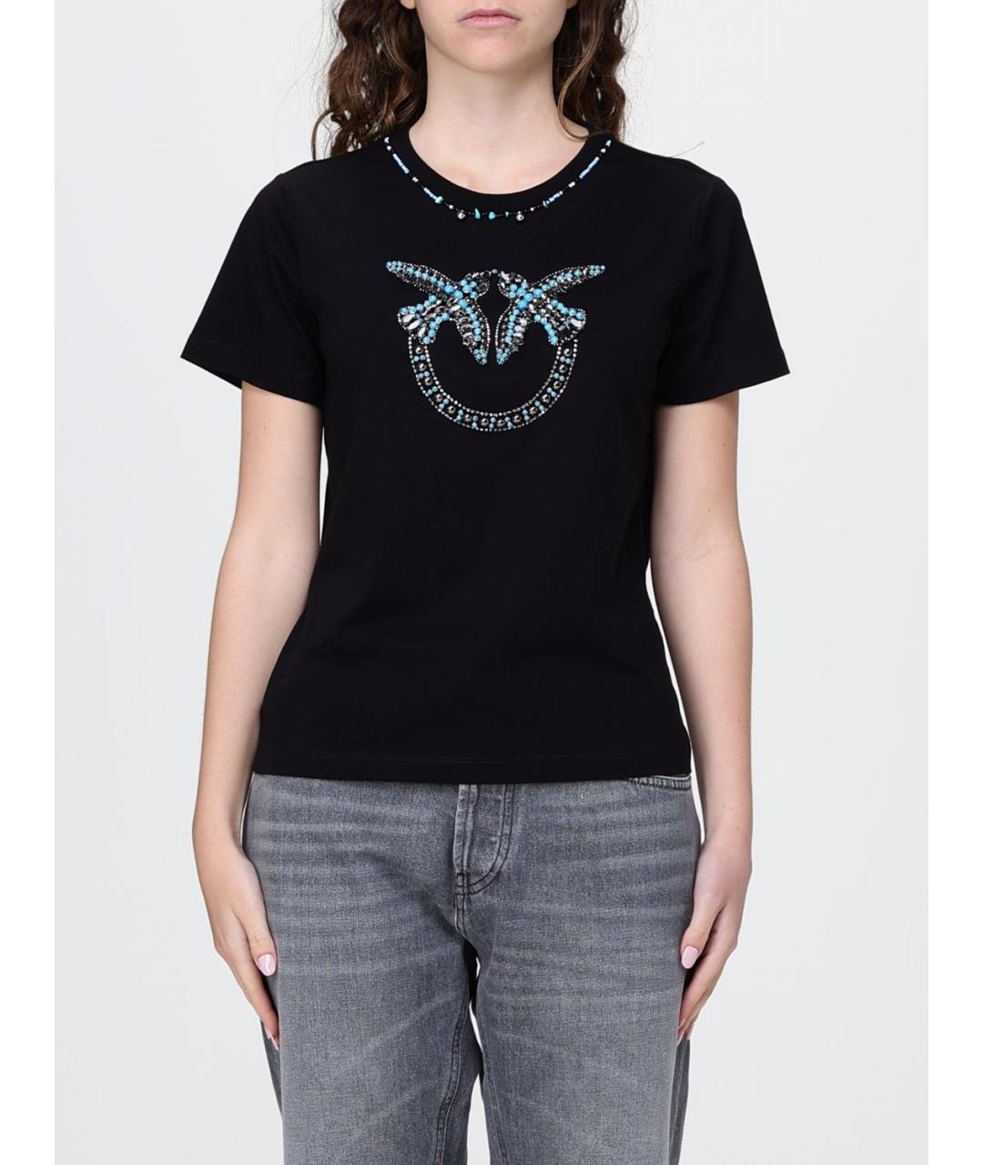PINKO Черная хлопковая футболка, фото 4