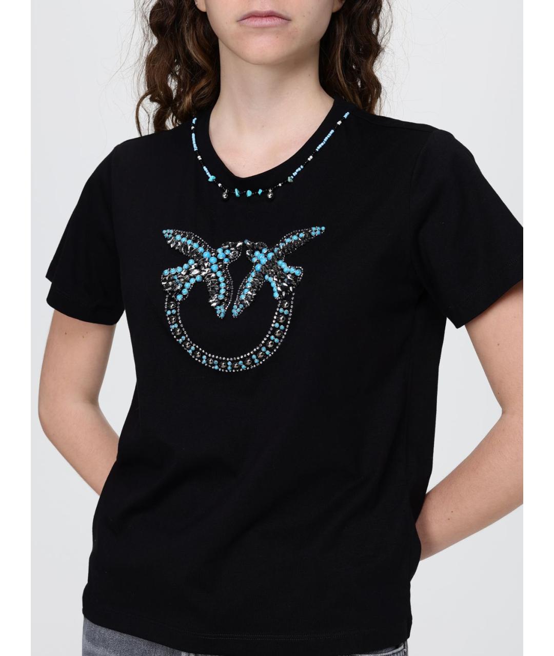 PINKO Черная хлопковая футболка, фото 3