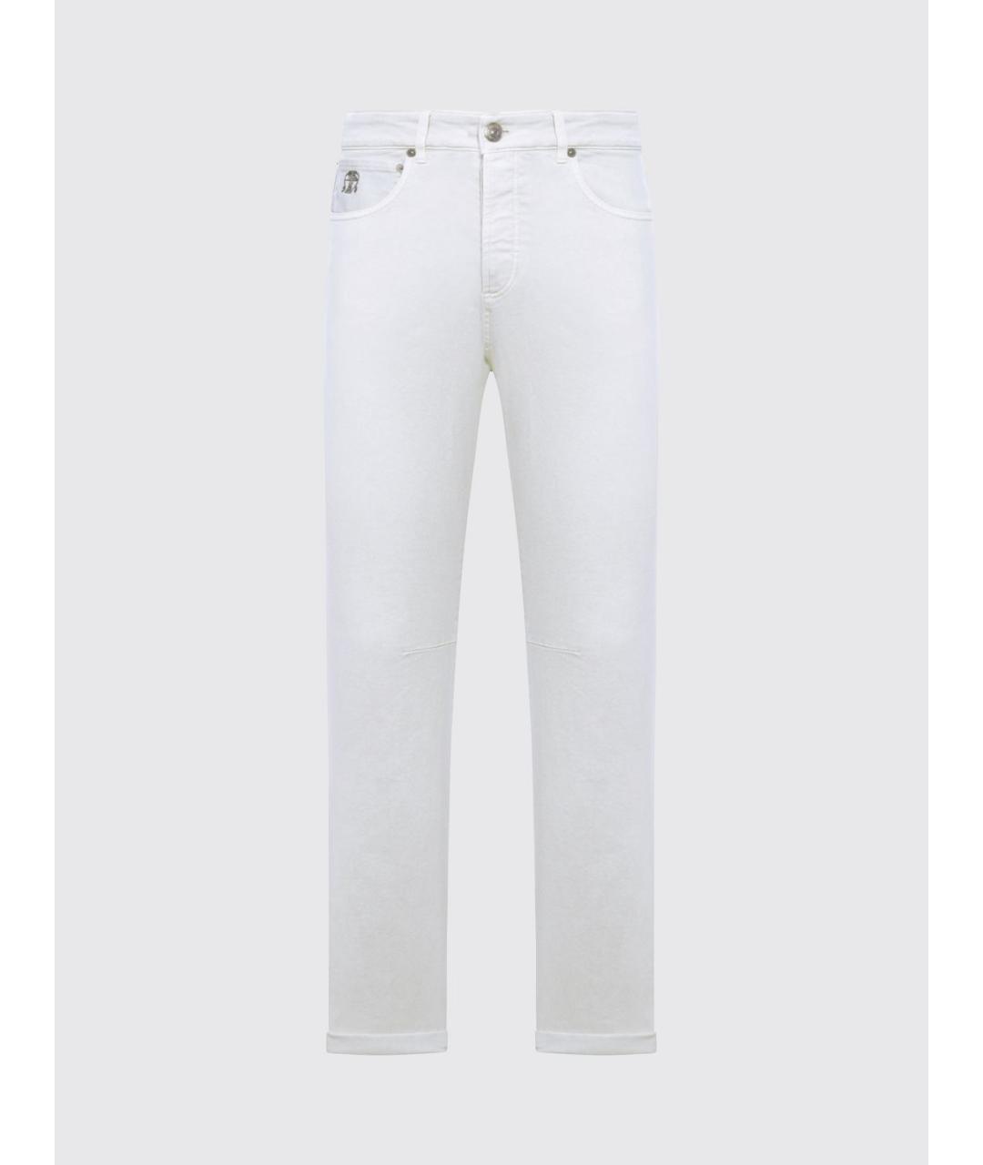 BRUNELLO CUCINELLI Белые хлопковые прямые джинсы, фото 4