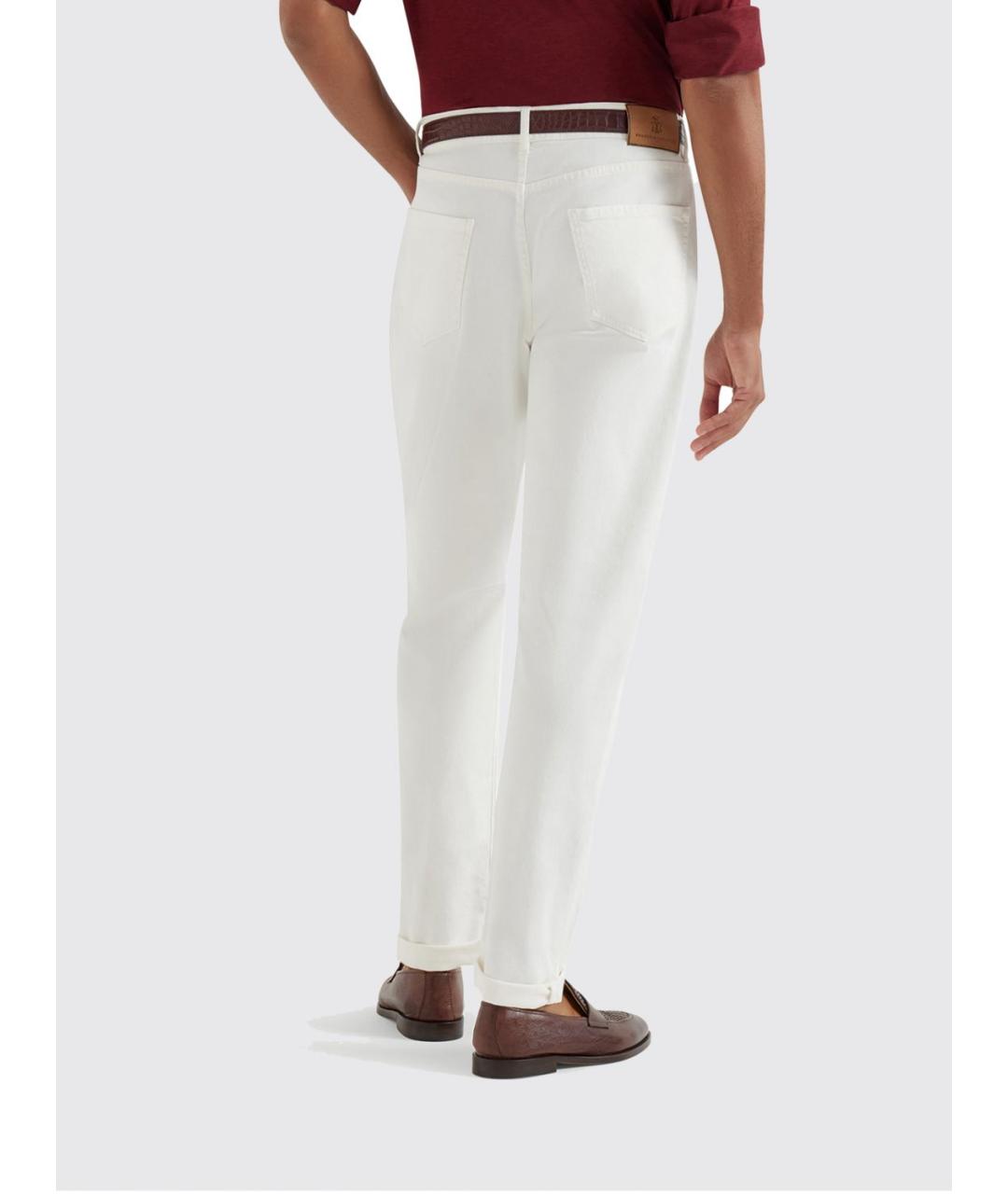 BRUNELLO CUCINELLI Белые хлопковые прямые джинсы, фото 2