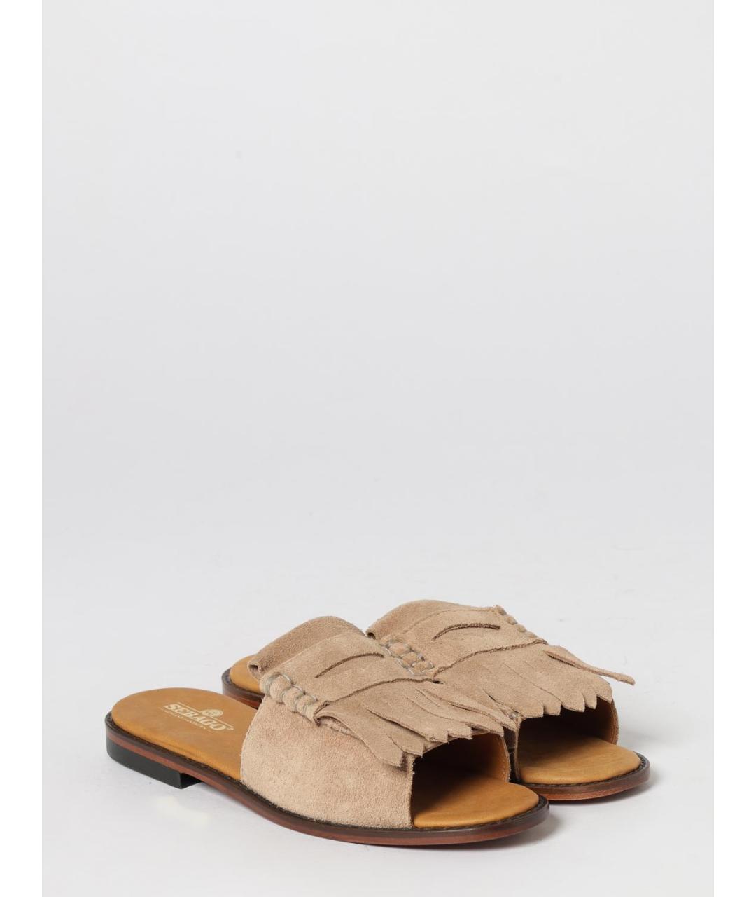 SEBAGO Бежевые кожаные шлепанцы, фото 2
