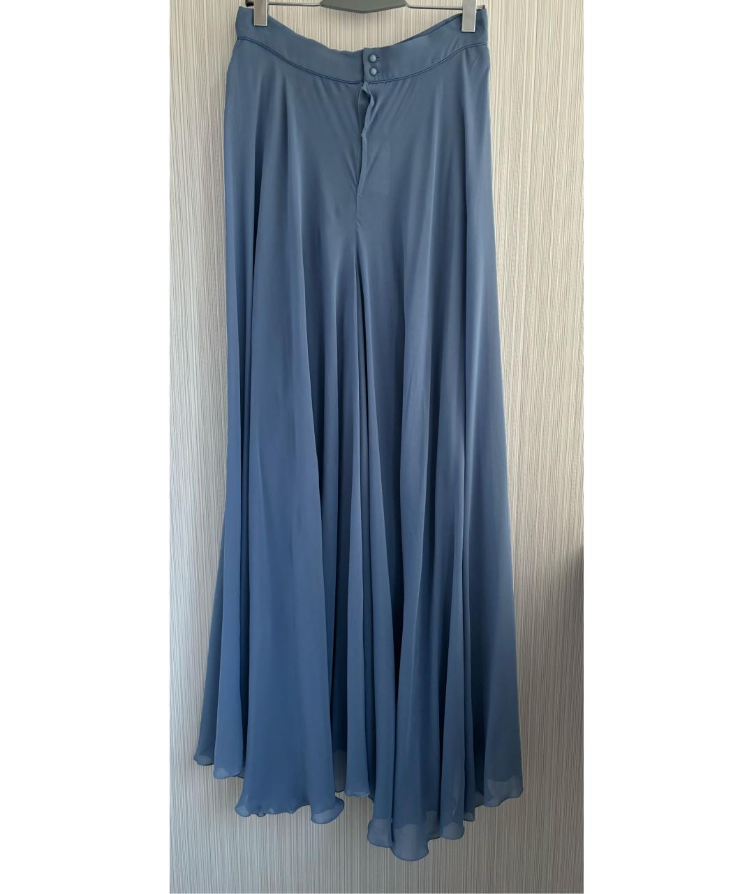 MAX MARA Голубые шелковые брюки широкие, фото 2