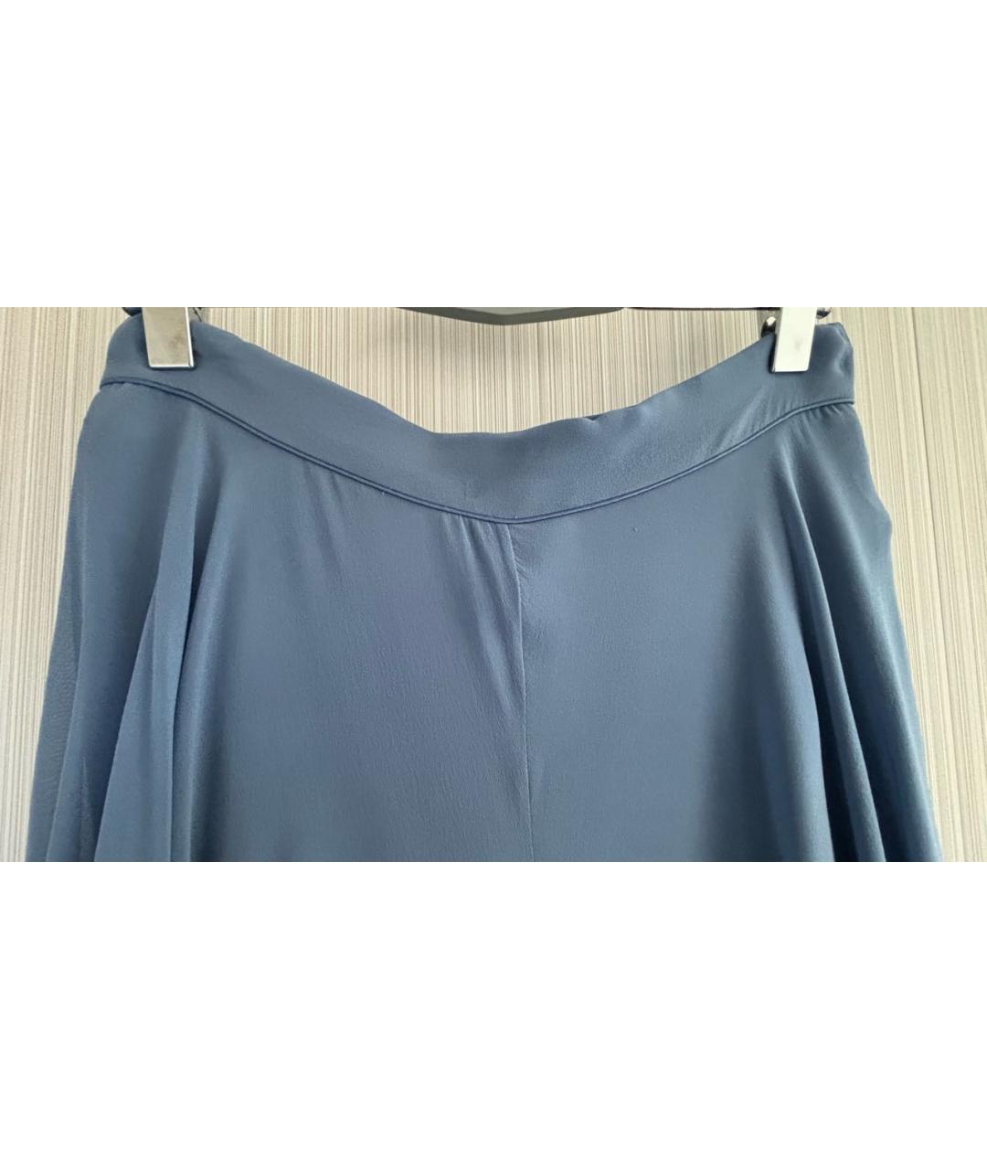 MAX MARA Голубые шелковые брюки широкие, фото 4