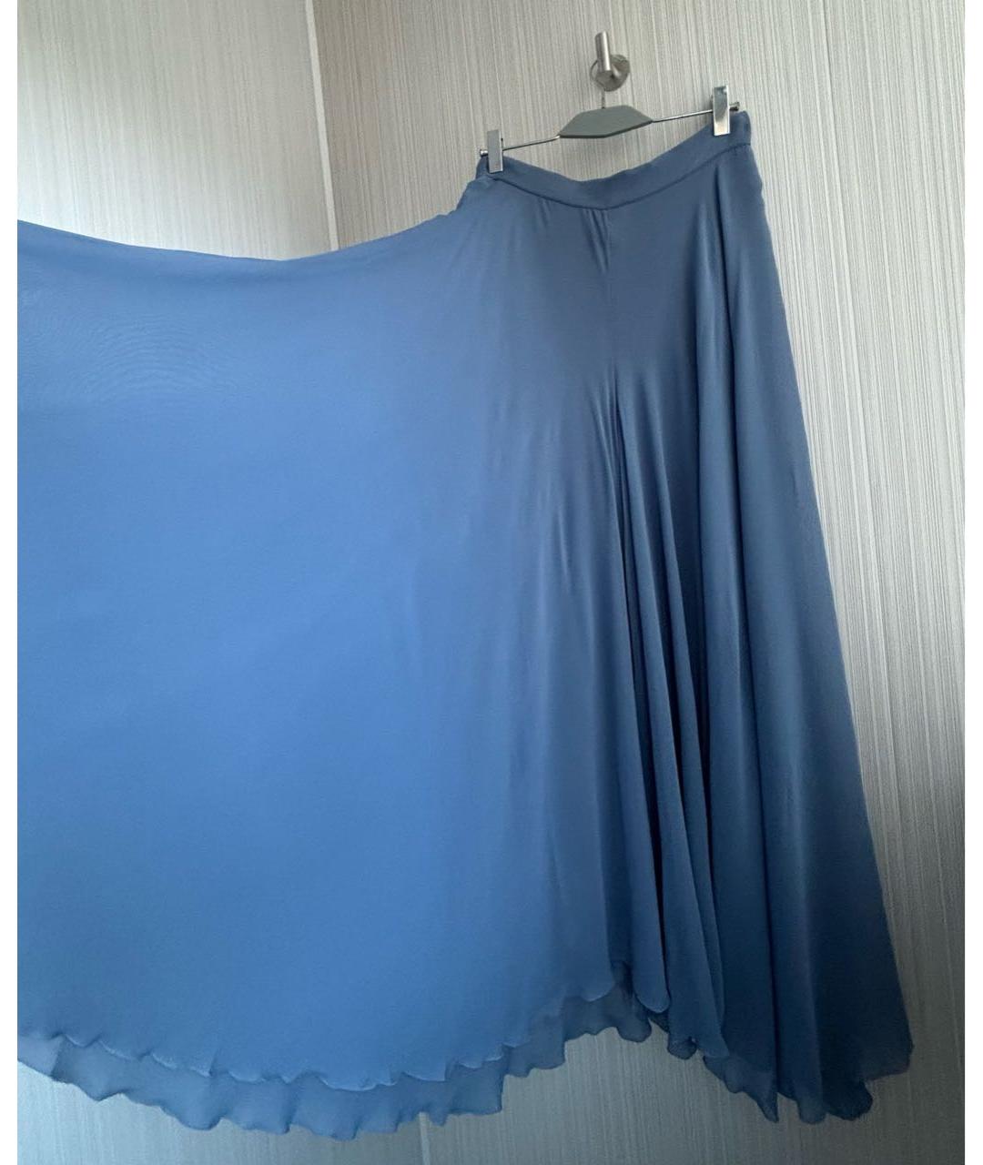 MAX MARA Голубые шелковые брюки широкие, фото 3