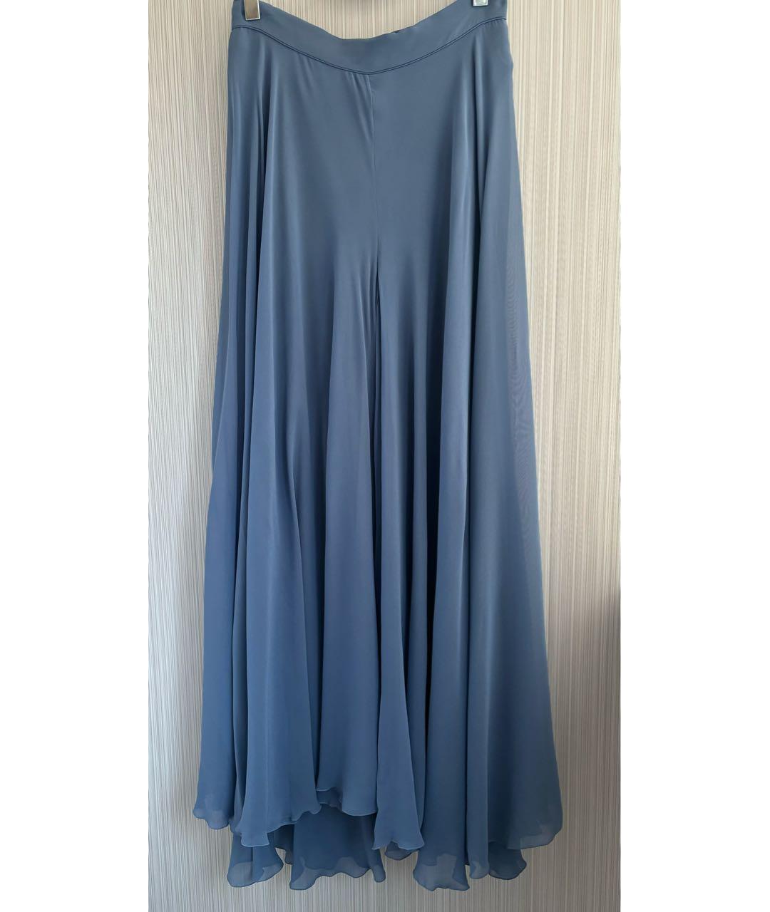 MAX MARA Голубые шелковые брюки широкие, фото 8